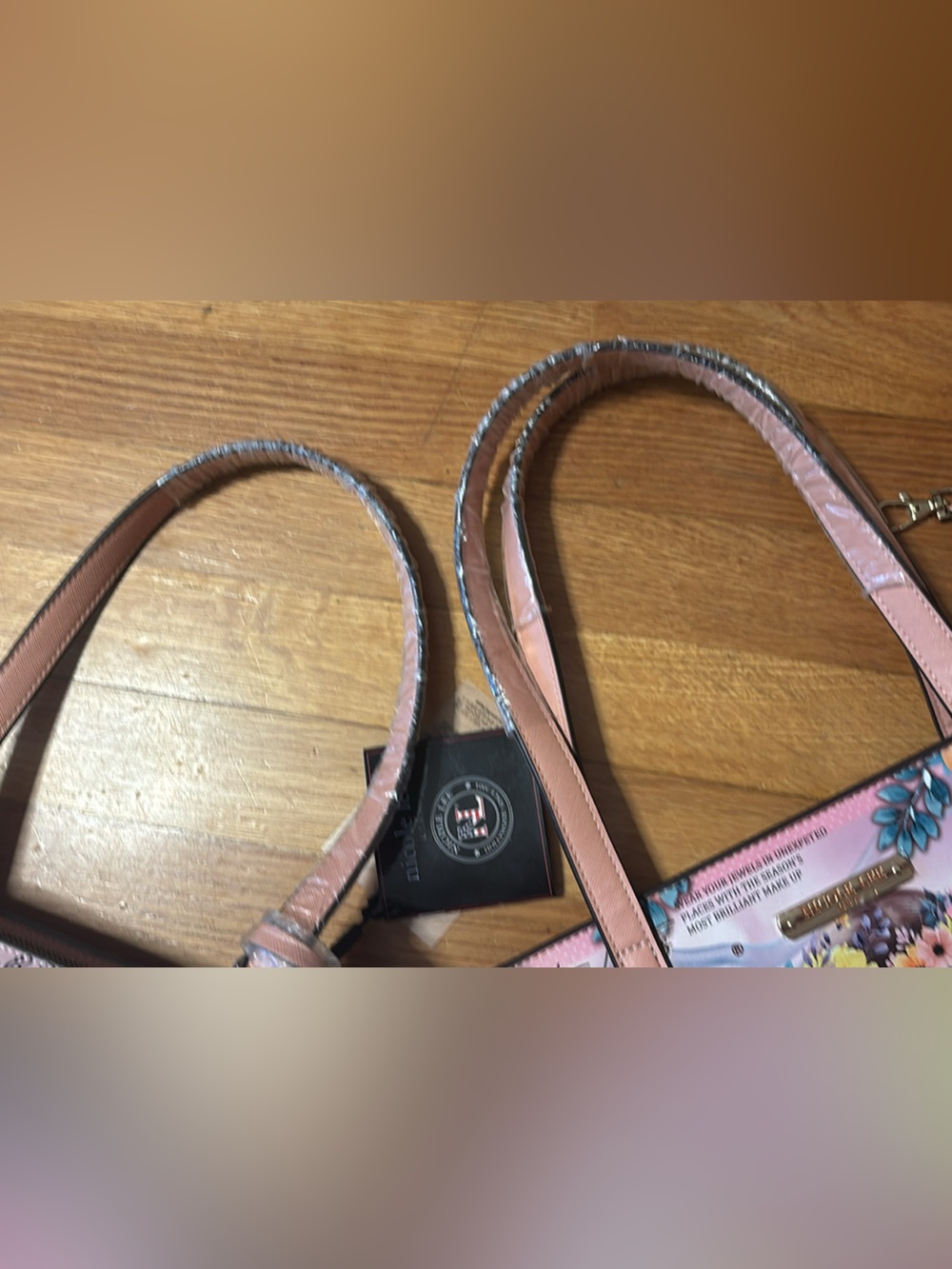2 Nicole Lee Pink Floral Girl-Print Tote Bag Set with Wristlet - Picture 5 of 8